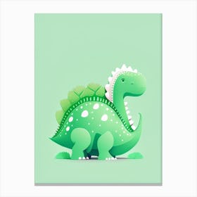 Iguanodon Cute Mint Dinosaur Canvas Print