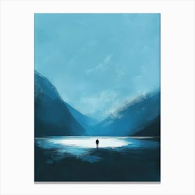 Man Standing By A Lake Canvas Print