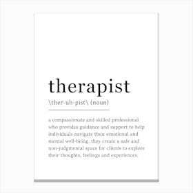 Therapist Definition Poster - Dictionary Canvas Print