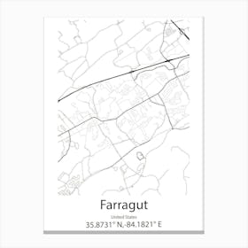 Farragut,United States Minimalist Map 1 Canvas Print