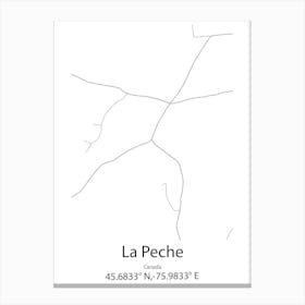 La Peche,Canada Minimalist Map Canvas Print