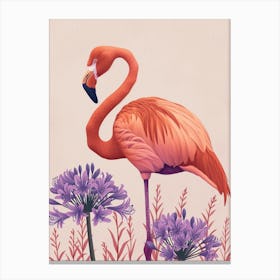 Chilean Flamingo Agapanthus Minimalist Illustration 4 Canvas Print
