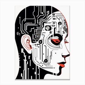 Cyber Lines Face Profile Canvas Print