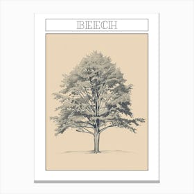 Beech Tree Minimalistic Drawing 1 Poster Canvas Print
