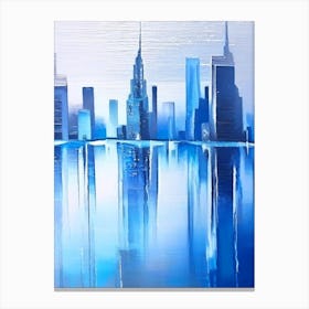Reflections Of Cityscapes Waterscape Marble Acrylic Painting 1 Canvas Print