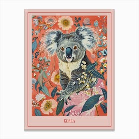 Floral Animal Painting Koala 2 Poster Canvas Print