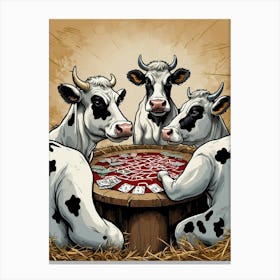 Cows Playing Cards Canvas Print