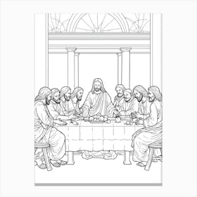 Line Art Inspired By The Last Supper 10 Canvas Print