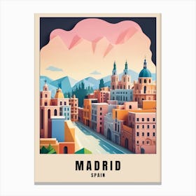 Madrid City Travel Poster Spain Low Poly (28) Canvas Print