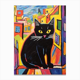 Painting Of A Cat In Cairo Egypt 1 Canvas Print