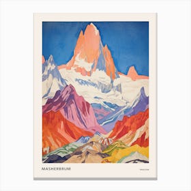 Masherbrum Pakistan 2 Colourful Mountain Illustration Poster Canvas Print