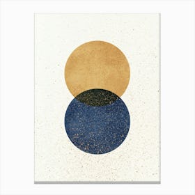 Abstract Lunar Eclipse 2 Circles Geometric Shape Minimalism - Gold Yellow Navy Blue Canvas Print