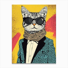 Super Cool Cat Illustration Pop 9 Canvas Print