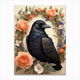 Crow In A Wreath 6 Canvas Print