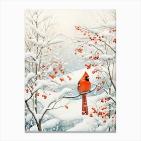Winter Bird Painting Cardinal 4 Canvas Print