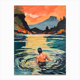 Wild Swimming At Derwentwater Cumbria 2 Canvas Print