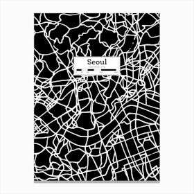 Seoul (Korea) City Map — Hand-drawn map, vector black map Canvas Print