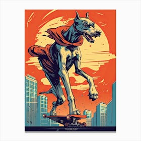 Great Dane Dog Skateboarding Illustration 2 Canvas Print