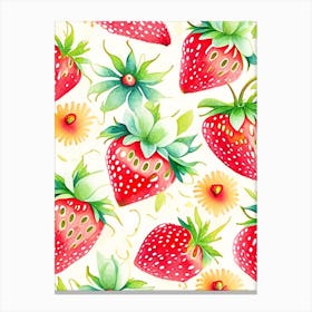 Strawberry Repeat Pattern, Fruit, Storybook Watercolours 2 Canvas Print
