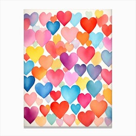 Watercolor Hearts Background 1 Canvas Print