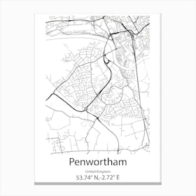 Penwortham,United Kingdom Minimalist Map Canvas Print