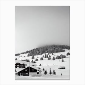 Obertauern, Austria Black And White Skiing Poster Canvas Print