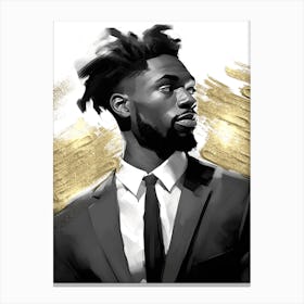 Black Man with Gold Abstract 11 Canvas Print