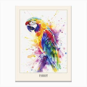 Parrot Colourful Watercolour 3 Poster Canvas Print