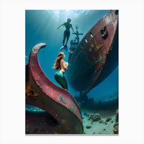 Mermaid Under The Sea-Reimagined 4 Canvas Print