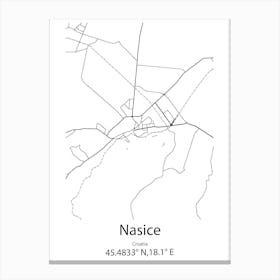 Nasice,Croatia Minimalist Map Canvas Print