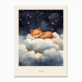 Baby Fox 5 Sleeping In The Clouds Nursery Poster Canvas Print