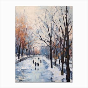 Winter City Park Painting Parc Jean Drapeau Montreal Canada 4 Canvas Print