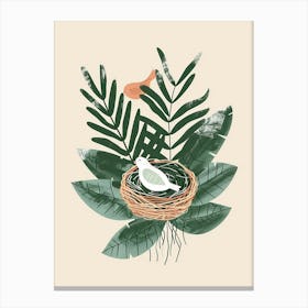 Birds Nest Fern Plant Minimalist Illustration 7 Canvas Print