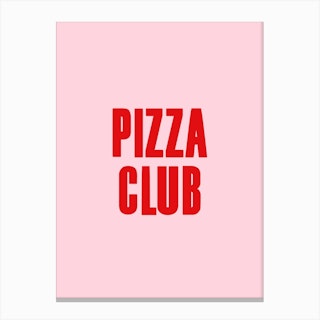 Pizza Club Pink And Red Canvas Print