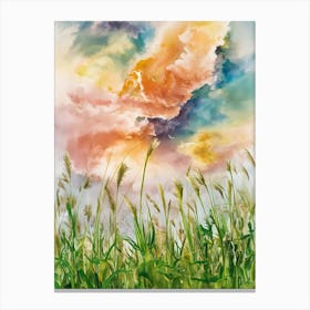 Watercolor Of A Wheat Field Canvas Print