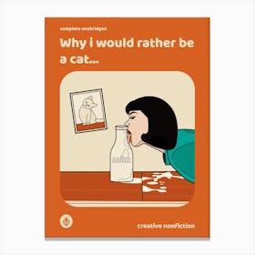 Self Help Retro Book Cover 'Why I would rather be a cat' Canvas Print