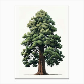 Sequoia Tree Pixel Illustration 3 Canvas Print
