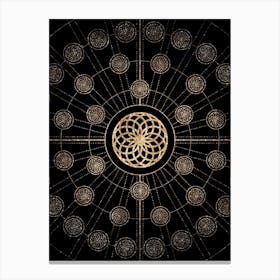 Geometric Glyph Radial Array in Glitter Gold on Black n.0380 Canvas Print