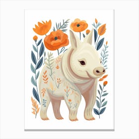 Baby Animal Illustration  Rhino 4 Canvas Print