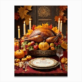 Authentic Turkey Centerpiece Bursting With The Warm Hues Of A Thanksgiving Festival Theme Position (1) Canvas Print