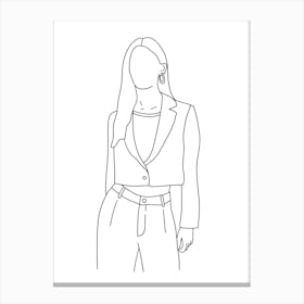 Woman In A Suit Monoline Drawing Illustration 1 Canvas Print