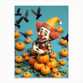 Clown Figure With Pumpkins - Diverse Art Illustration 42 Canvas Print