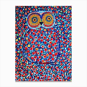 Snowy Owl Yayoi Kusama Style Illustration Bird Canvas Print