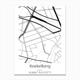 Koekelberg,Belgium Minimalist Map Canvas Print