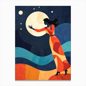 Woman In The Moonlight Canvas Print