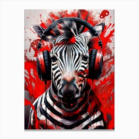 Zebra With Headphones animal Canvas Print