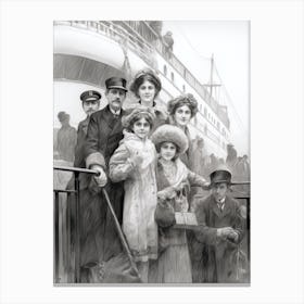 Titanic Family Boarding Ship Vintage2 Canvas Print