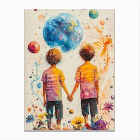 Two Brothers Holding Hands Canvas Print