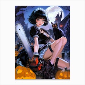 Maid With Chainsaw Canvas Print