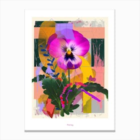 Pansy 4 Neon Flower Collage Poster Canvas Print